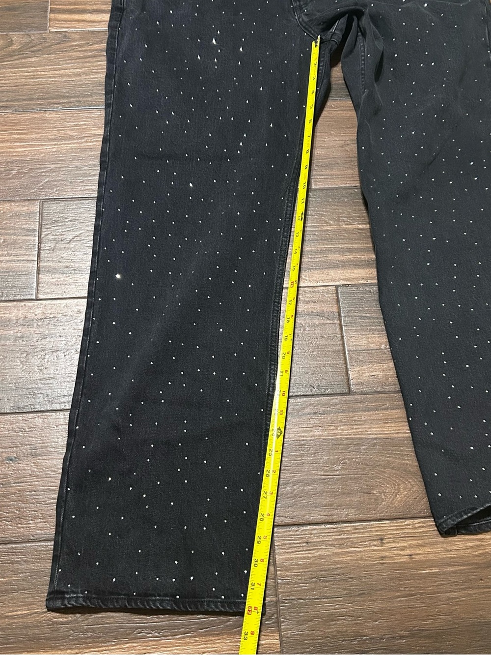 33L 16L Abercrombie & Fitch The Baggy Low Rise Jeans Embellished Black Wash - Picture 4 of 9
